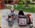Custom painted flames on Harley Davidson with a sidecar by The Paint Chop .Casey Kennell