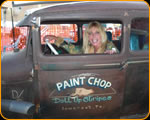 Pamela Hasseloff 
in the Paint Chop Rat Rod 